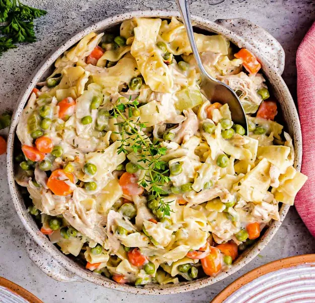Homemade Creamy Chicken and Noodles in a Pot