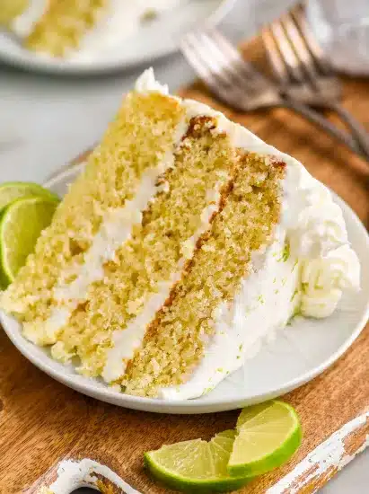 Deliciously moist Key Lime Cake with creamy lime frosting