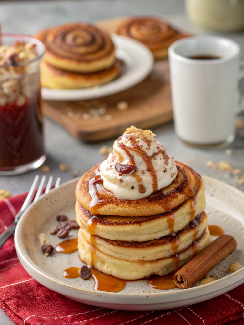 Mini Cinnamon Roll Pancakes