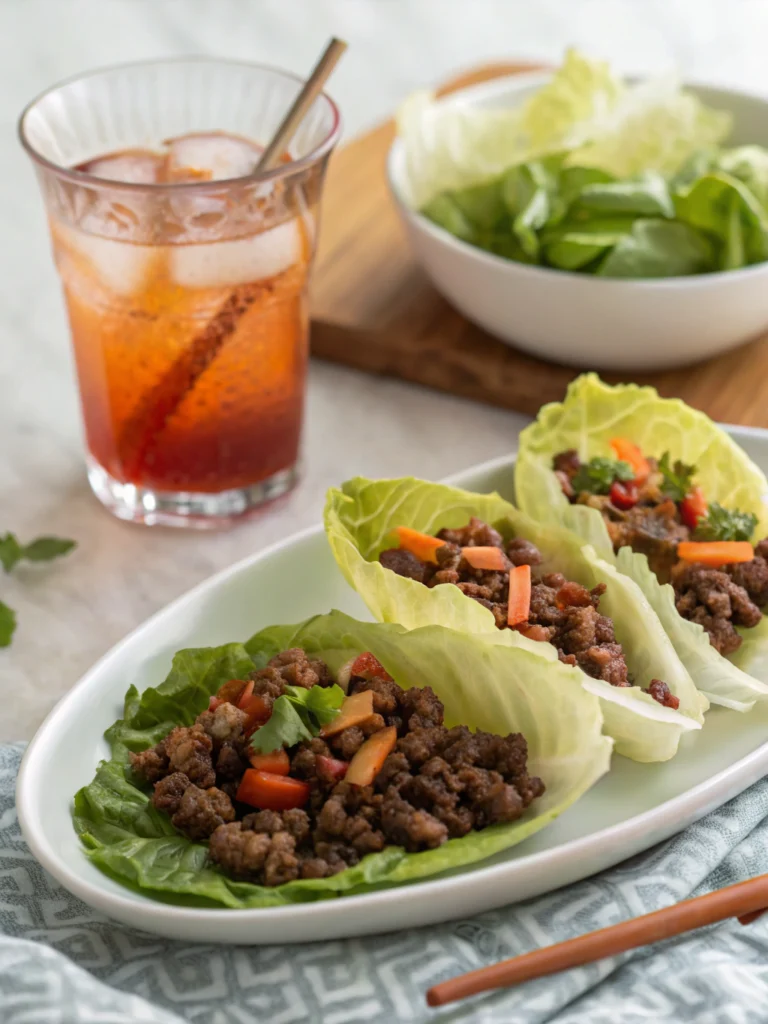 Asian-Style Ground Beef Lettuce Wraps