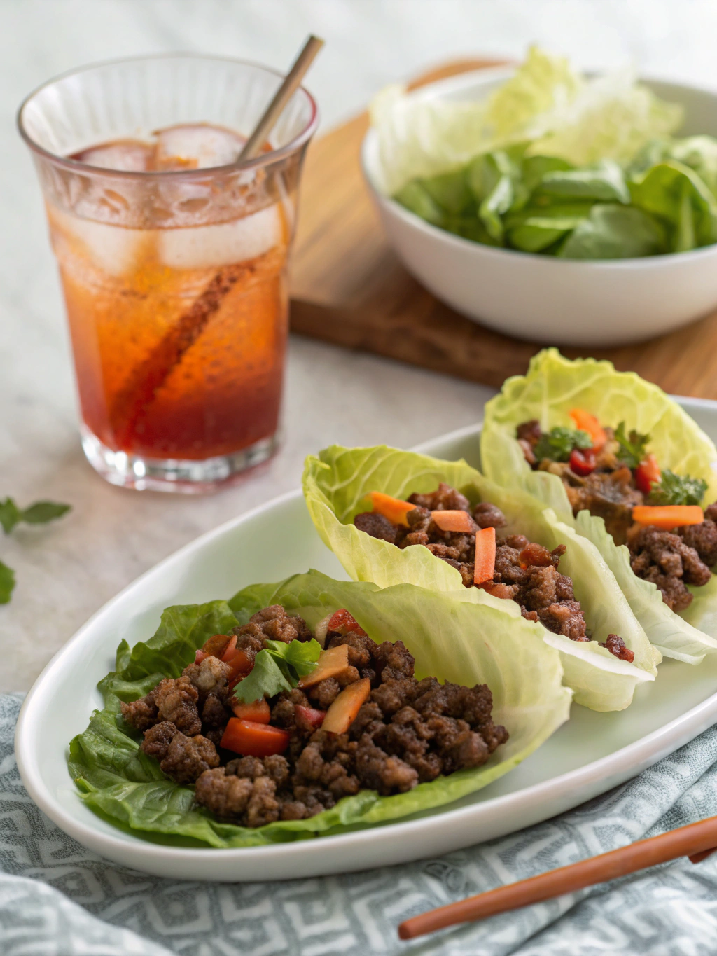 Asian-Style Ground Beef Lettuce Wraps