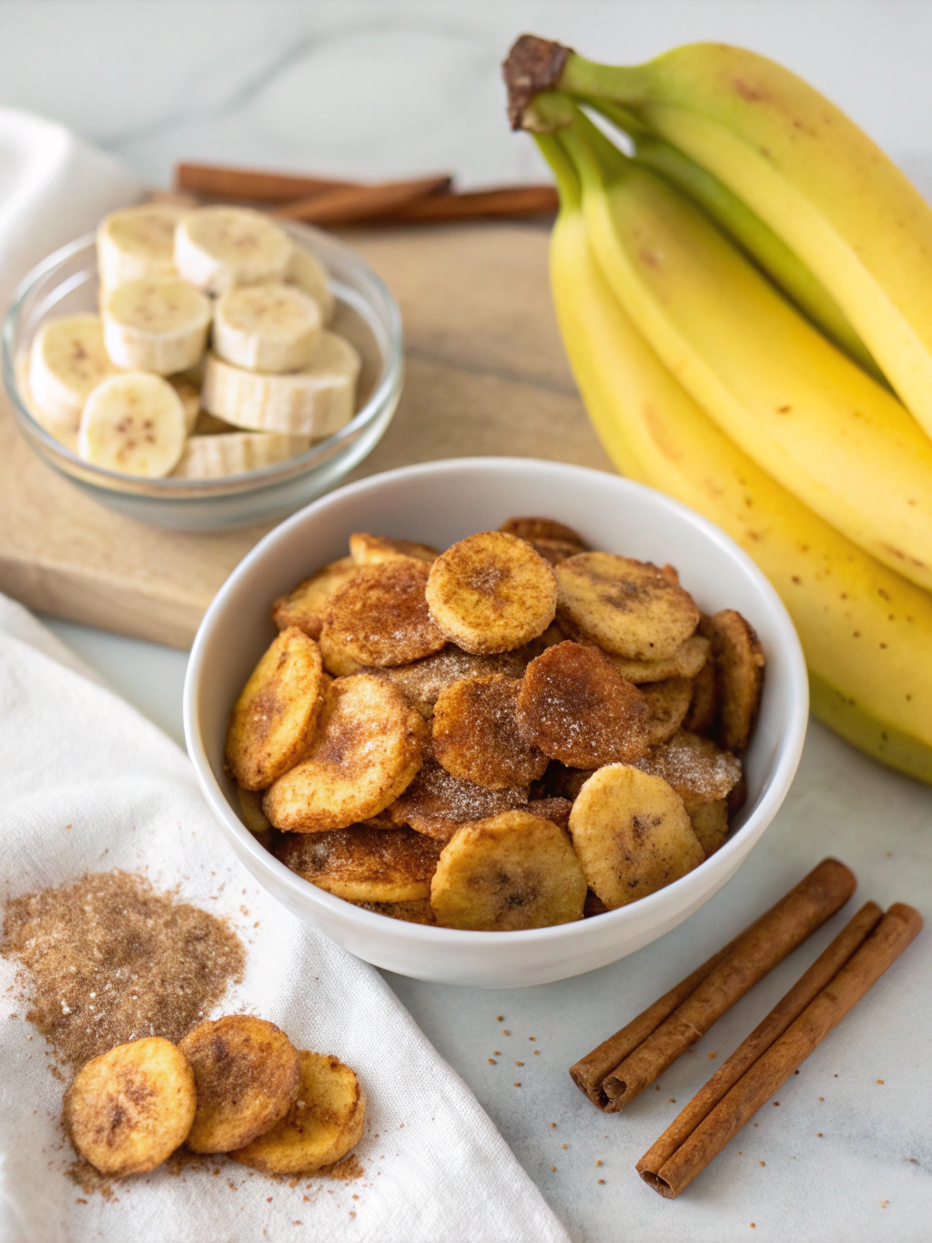 Ingredients for Cinnamon-Sugar Air Fryer Banana Chips