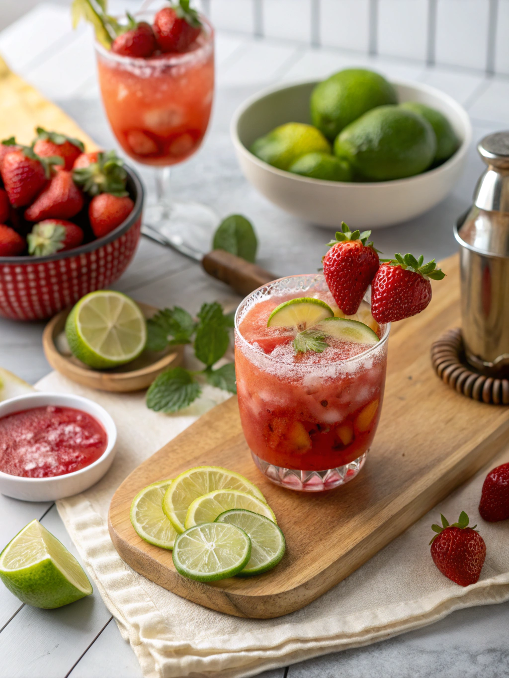 Strawberry Lime Mocktail Margarita Ingredients