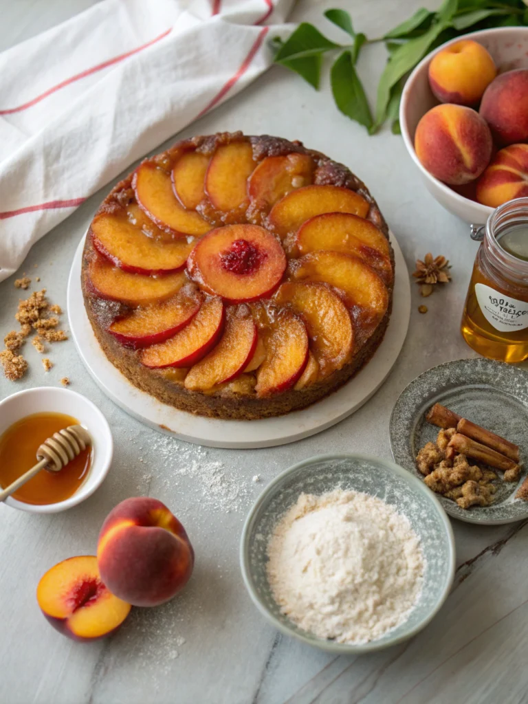 Bourbon Peach Upside Down Cake