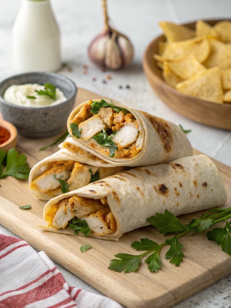 Cheesy Chicken Garlic Wraps
