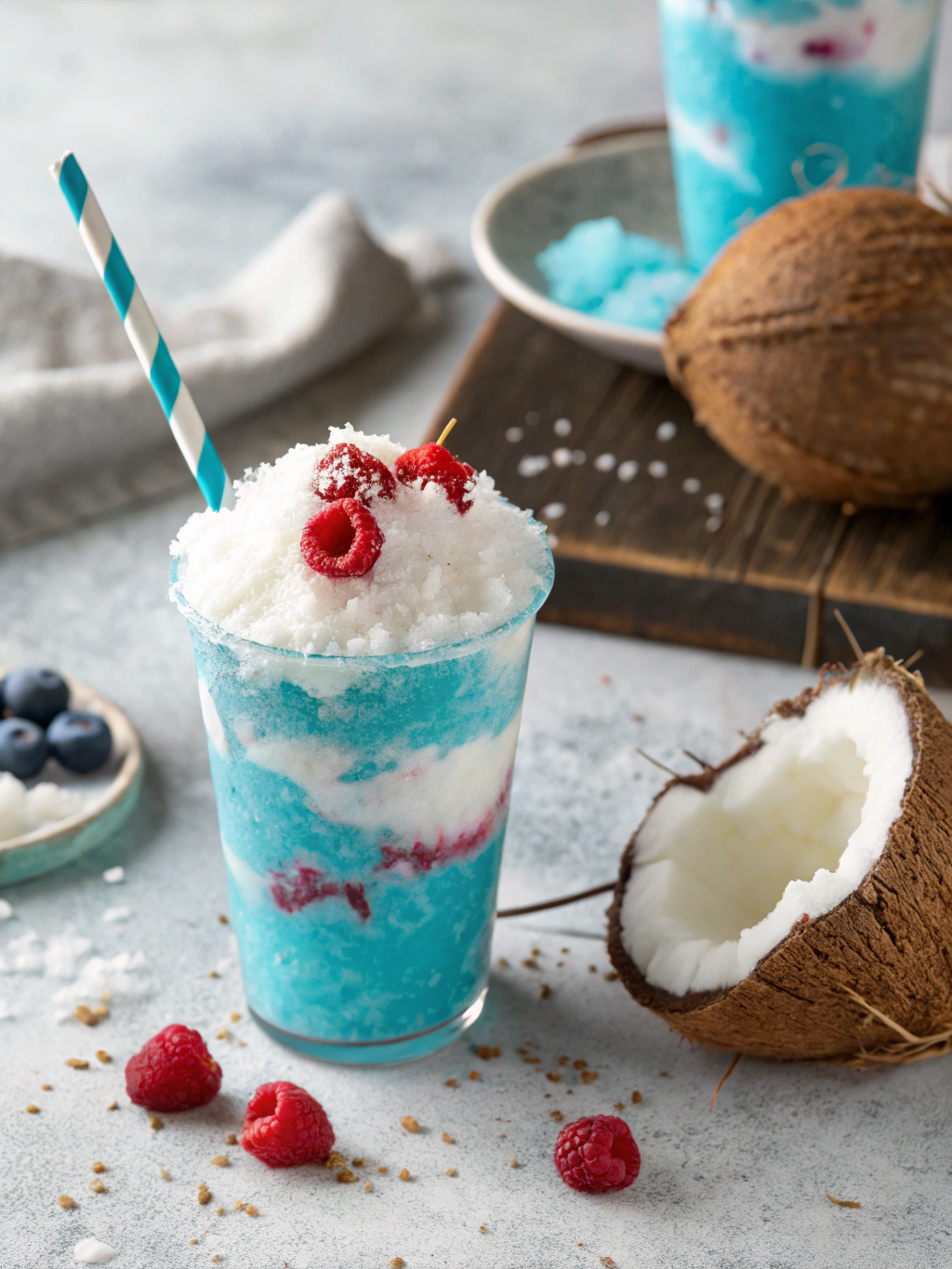 Coconut Cream Blue Raspberry Slushie