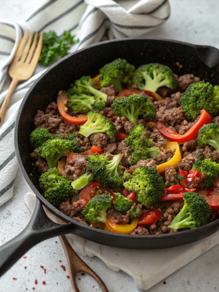 Keto Hamburger Broccoli Skillet