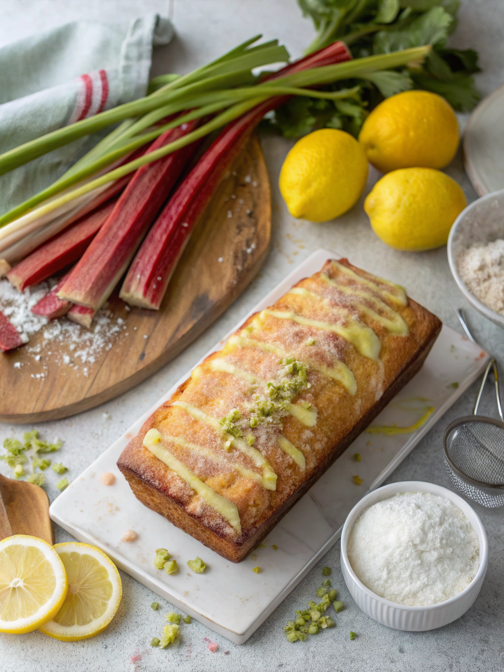 Ingredients for Moist Lemon Rhubarb Loaf