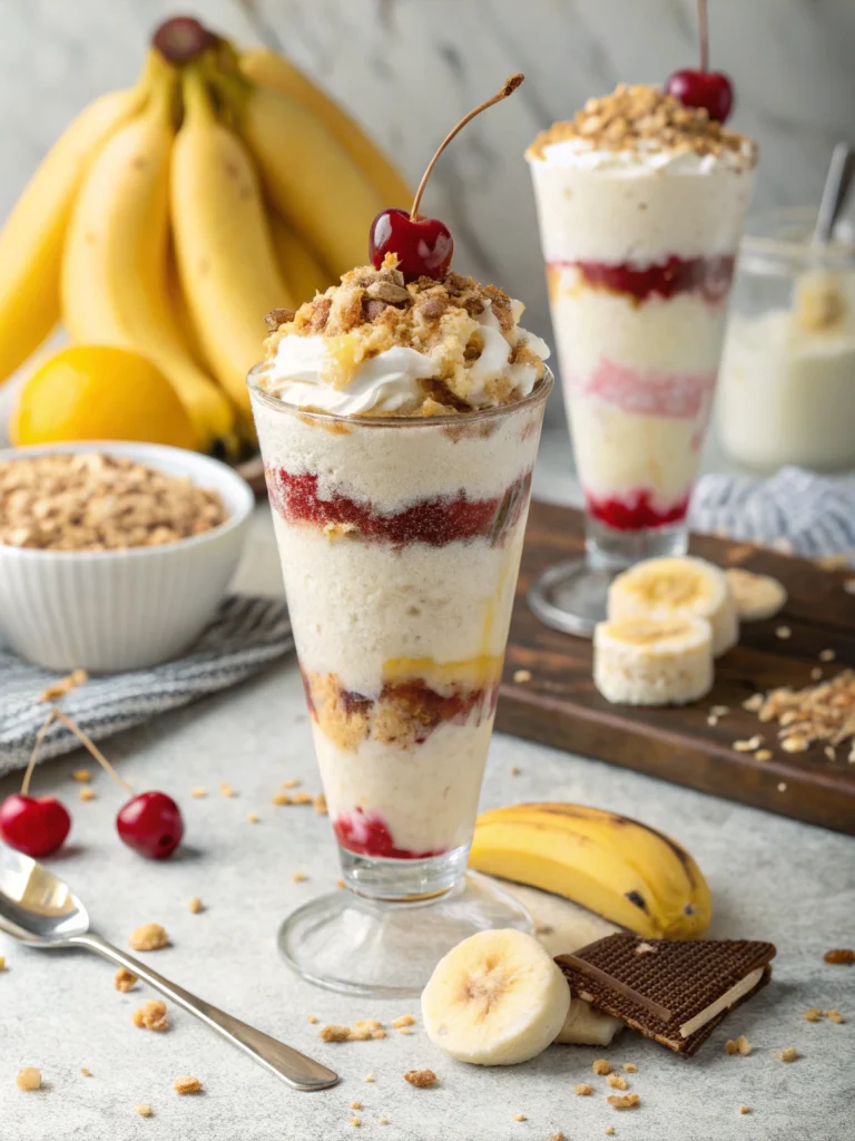 No Bake Banana Split Cake