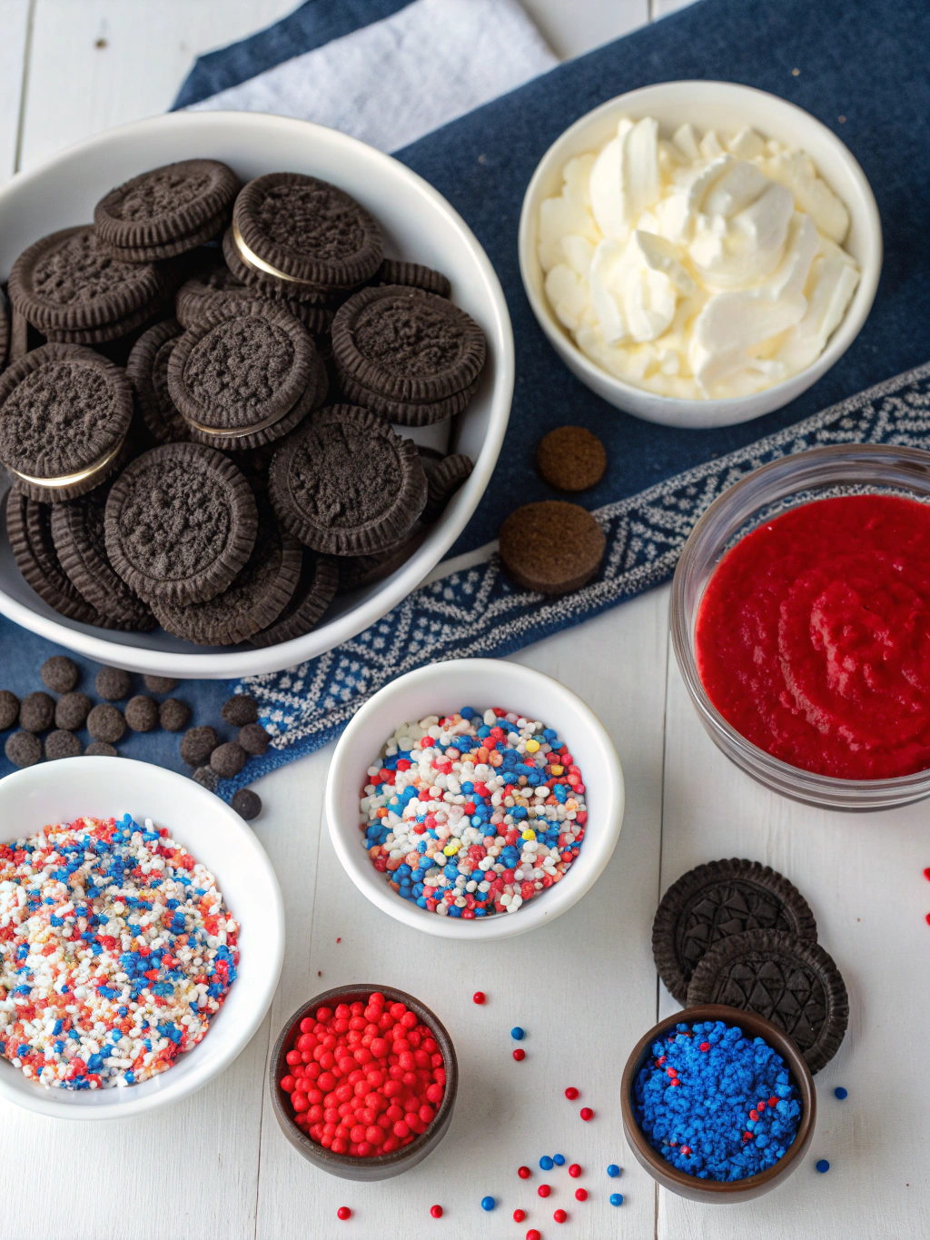 No Bake Fireworks Oreo Cheesecake: 7 Easy Steps for a Festive Treat! 3 Ingredients for No Bake Fireworks Oreo Cheesecake