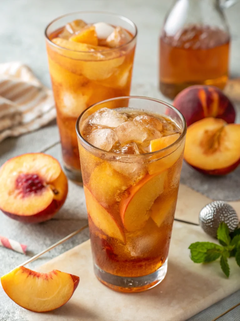 Tropical Cocktails: 30 Irresistible Recipes to Sip Under the Sun 15 Peach Whiskey Iced Tea