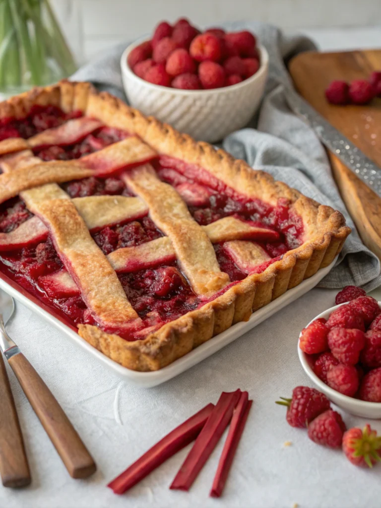 Raspberry Rhubarb Slab Pie