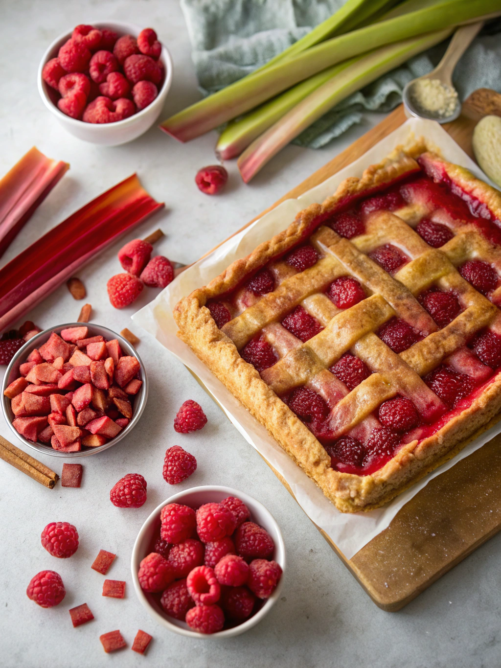 Ingredients for Raspberry Rhubarb Slab Pie