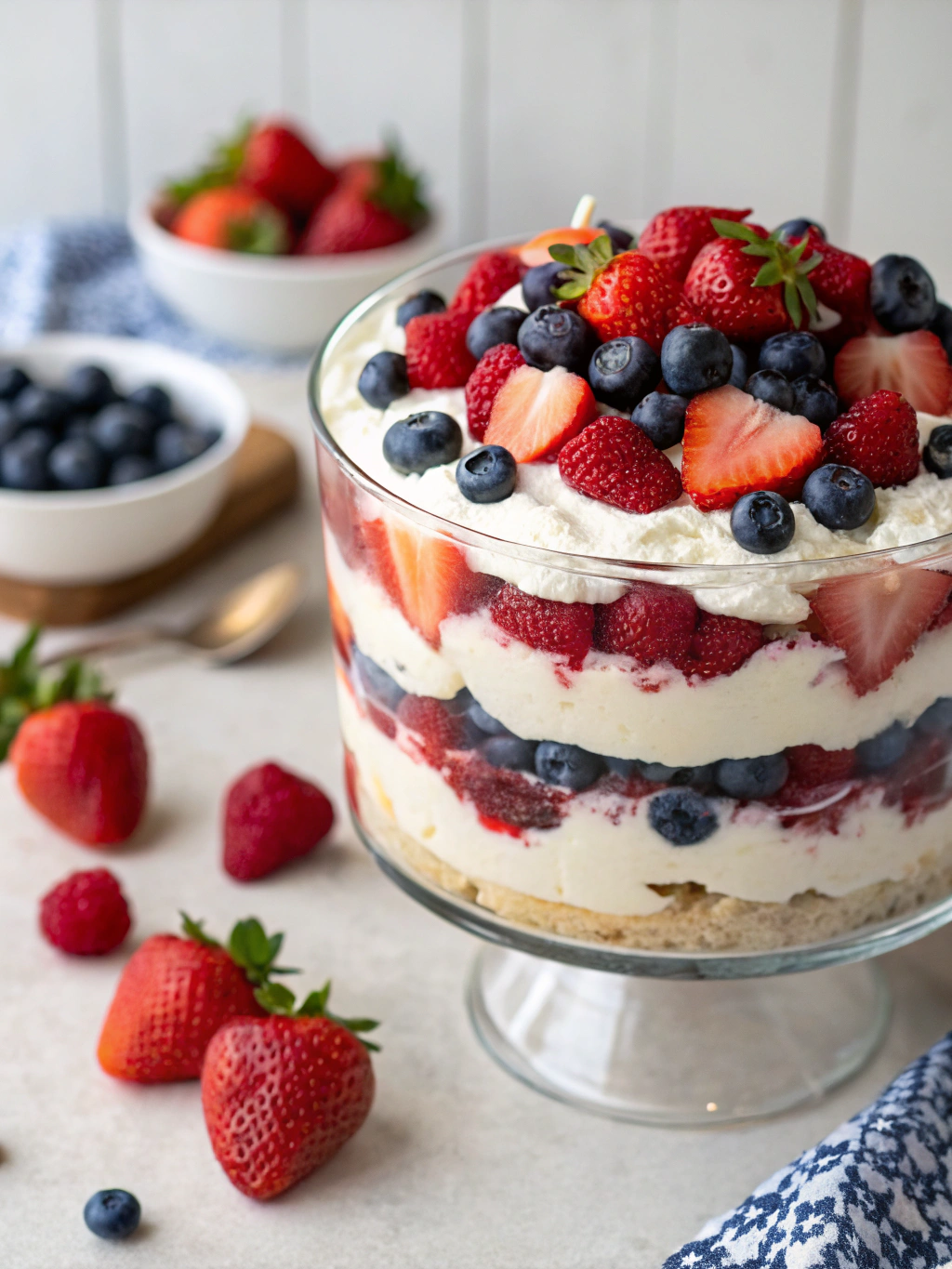 Red White & Blue Berry Trifle