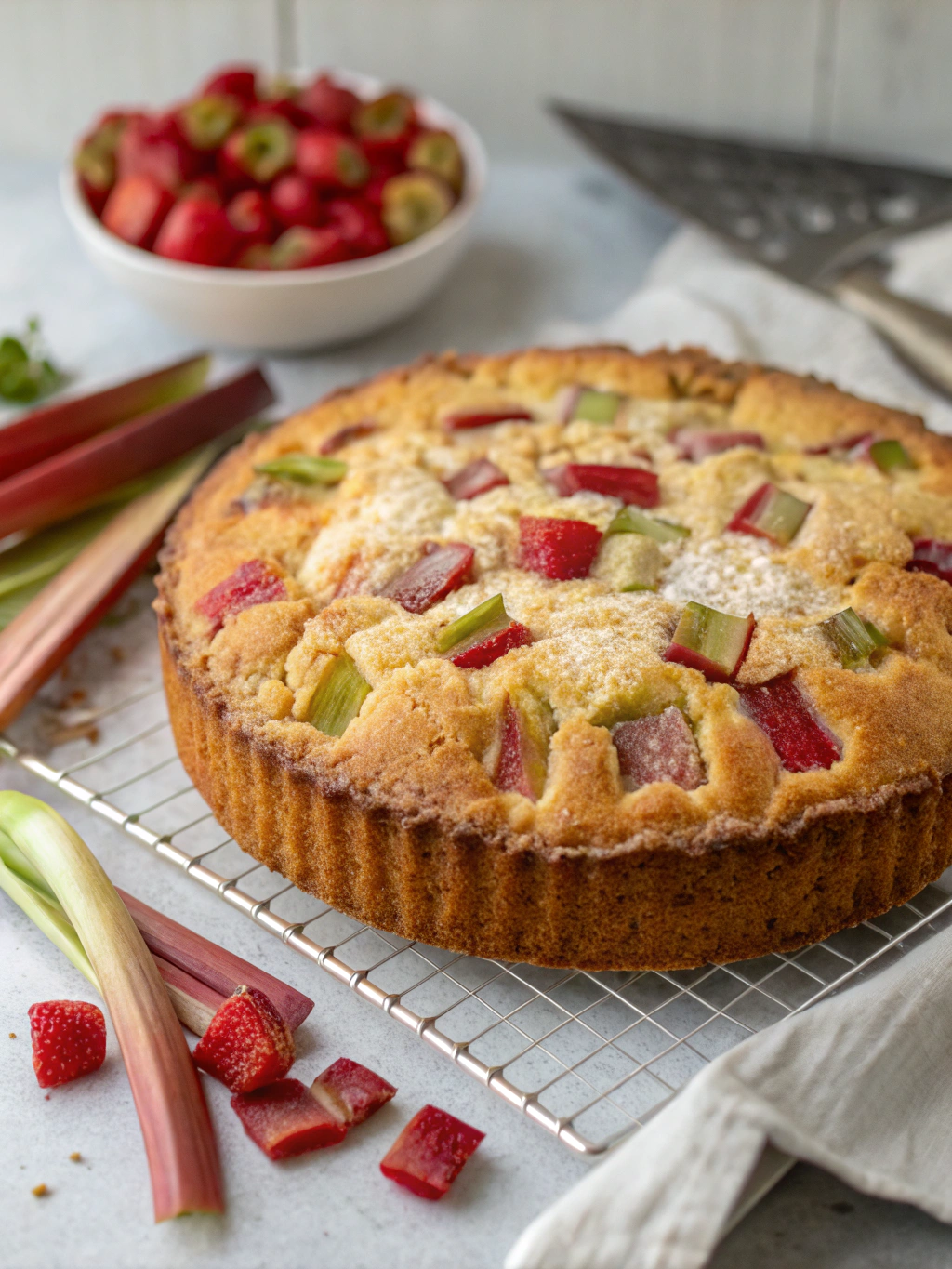Rhubarb Sour Cream Coffee Cake