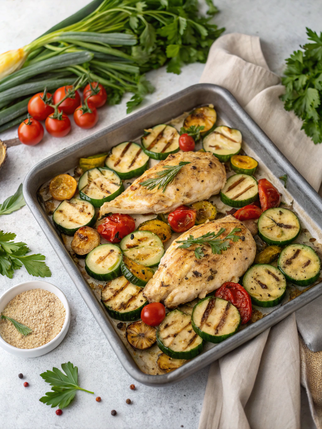 Sheet Pan Mediterranean Chicken & Zucchini: 7 Reasons It's a Dinner Win! 3 Ingredients for Sheet Pan Mediterranean Chicken & Zucchini