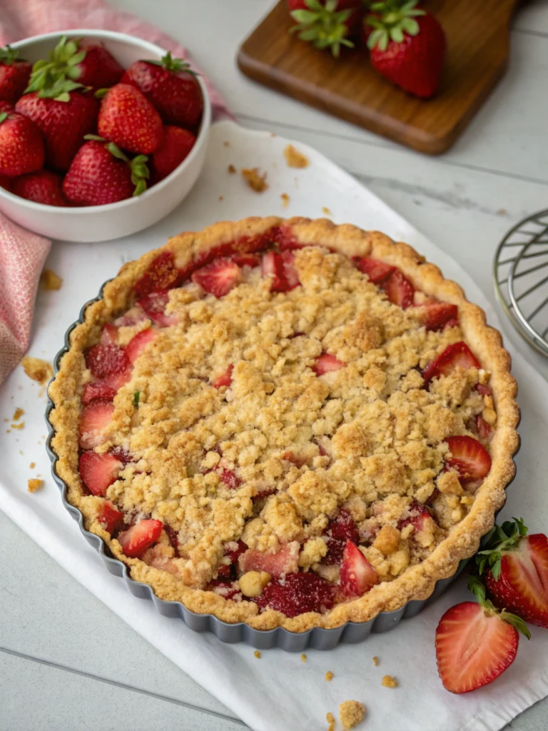 Strawberry Rhubarb Crumble Pie