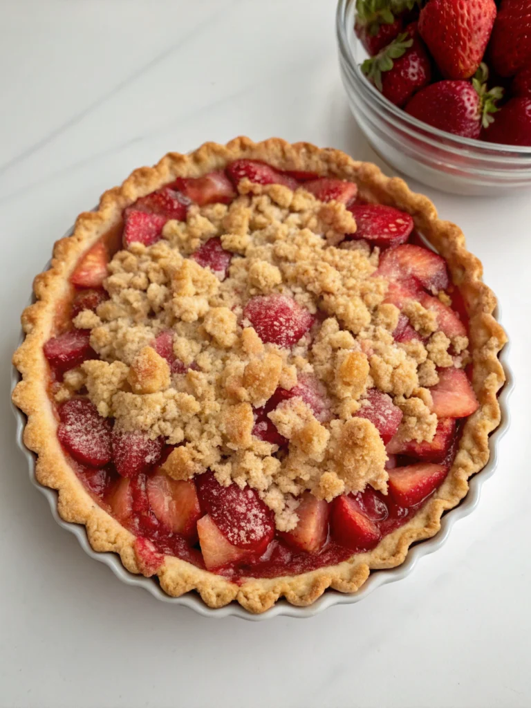 Strawberry Rhubarb Pie with Crumb Topping