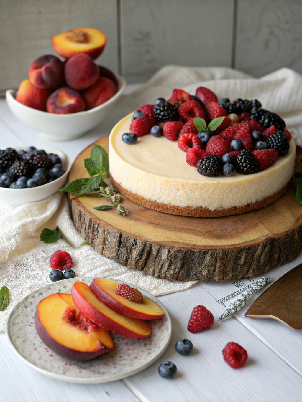 Summer Berry and Peach Cheesecake Recipe Ingredients