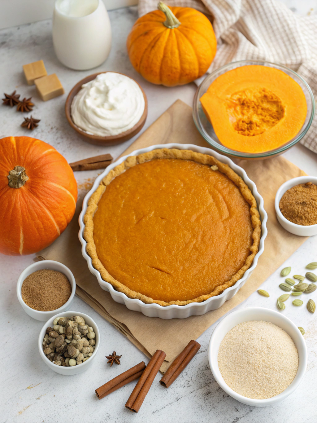 Ingredients for Crustless Pumpkin Pie
