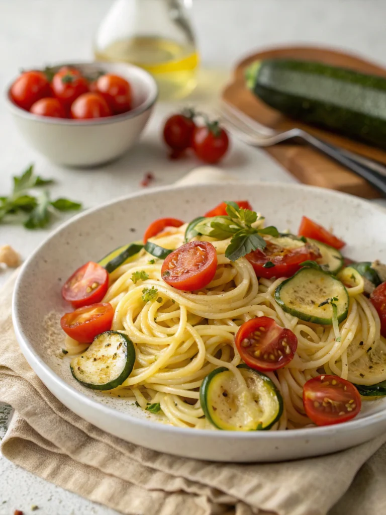 Fresh Garden Tomato Zucchini Pasta