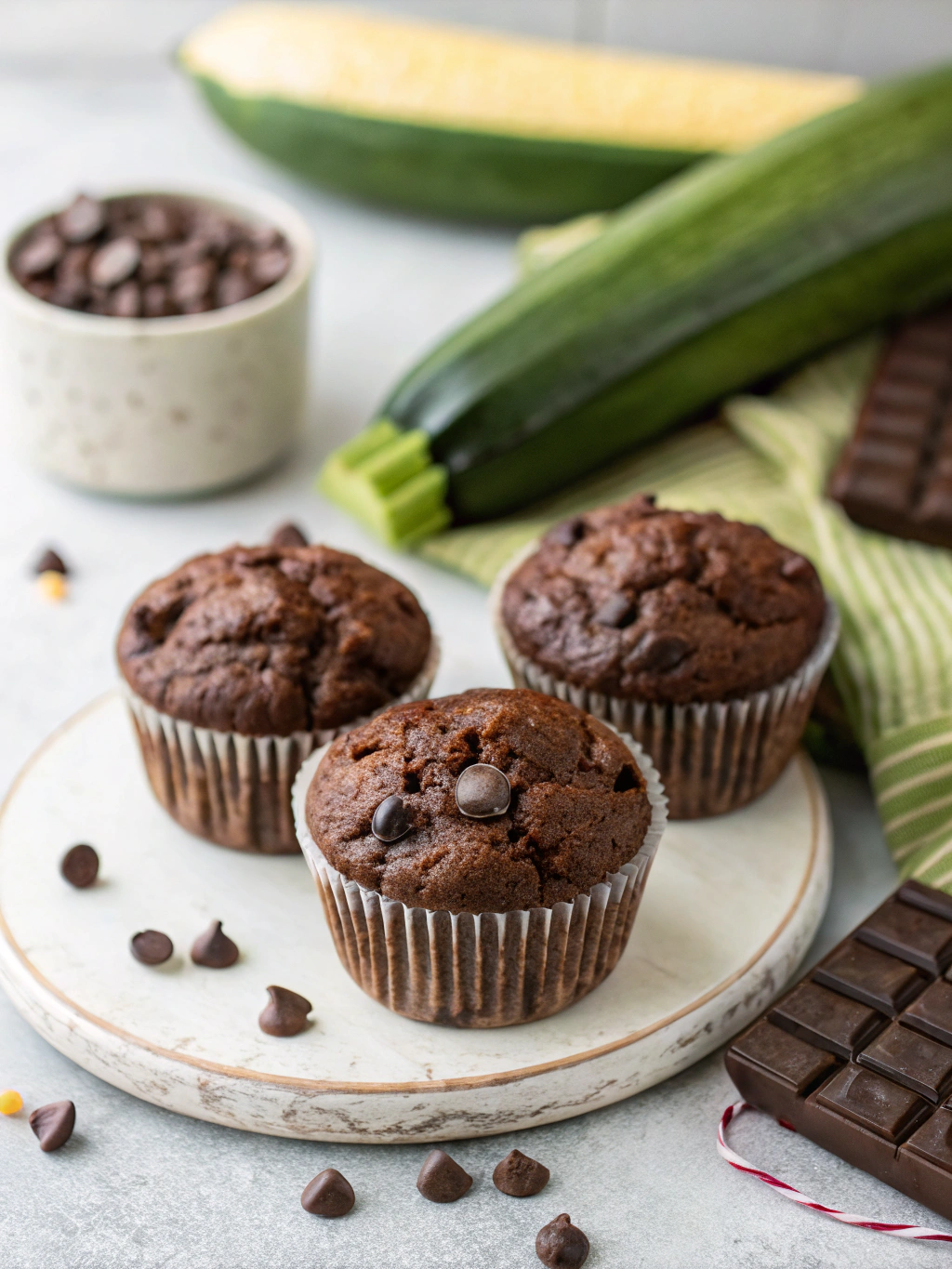 Healthy & Moist Chocolate Zucchini Muffins