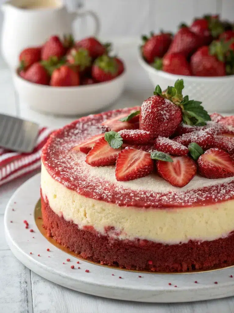 Red Velvet Strawberry Cheesecake