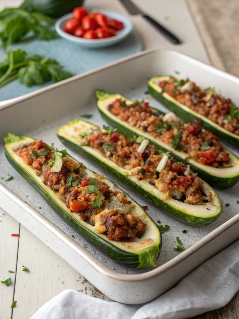 Savory Stuffed Zucchini Boats