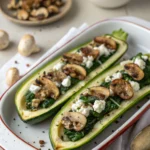Spinach Mushroom & Ricotta Stuffed Zucchini Boats