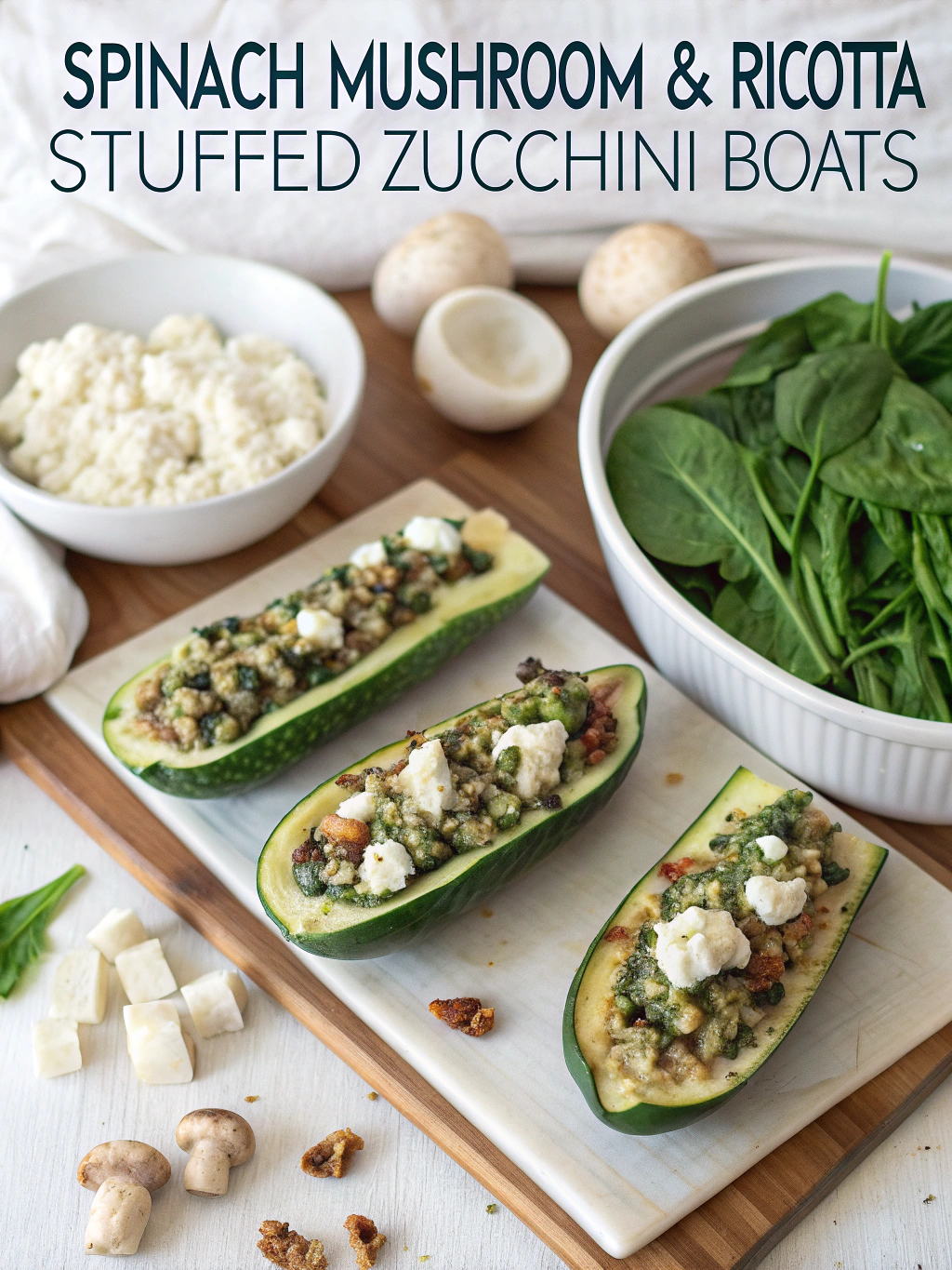 7 Reasons Spinach Mushroom & Ricotta Stuffed Zucchini Boats Are a Must-Try! 3 Ingredients for Spinach Mushroom and Ricotta Stuffed Zucchini Boats