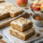 apple cinnamon blondies with maple cream cheese frosting
