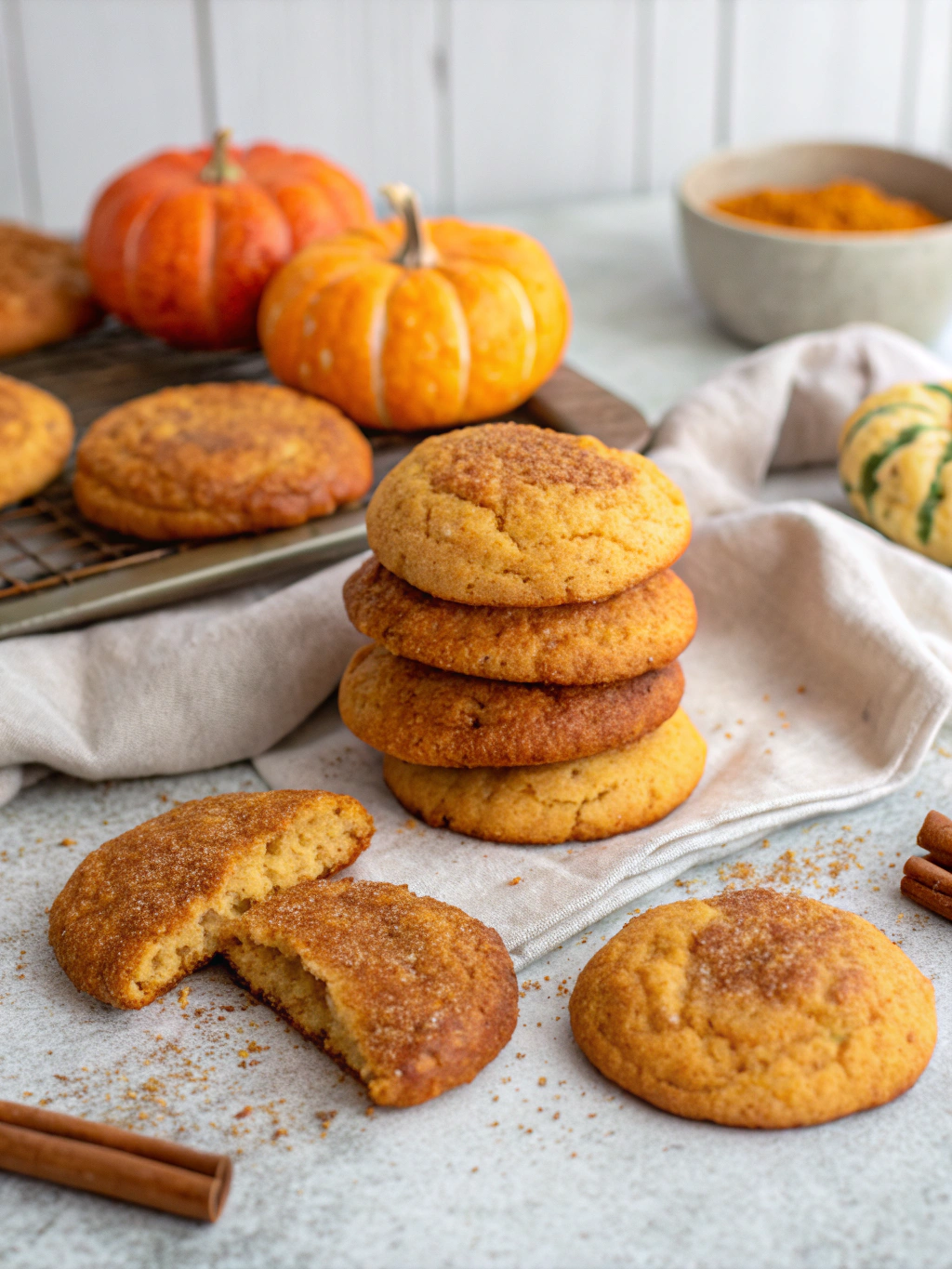Brown Butter Pumpkin Snickerdoodle Cookies