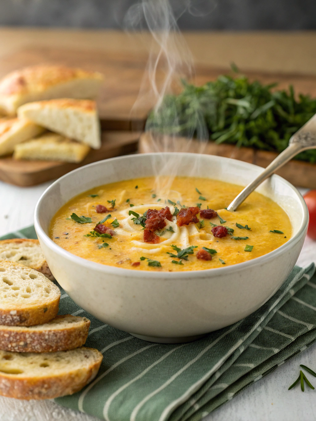 Cheddar Garlic Herb Potato Soup