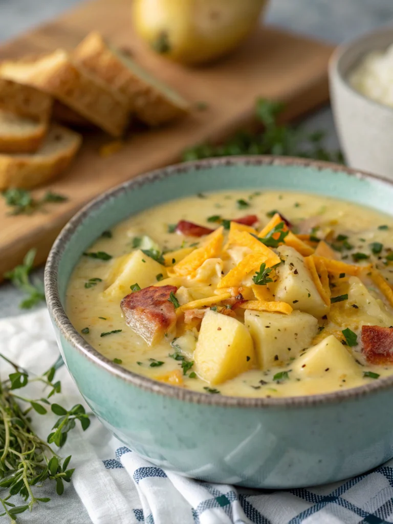 Cheddar Garlic Herb Potato Soup