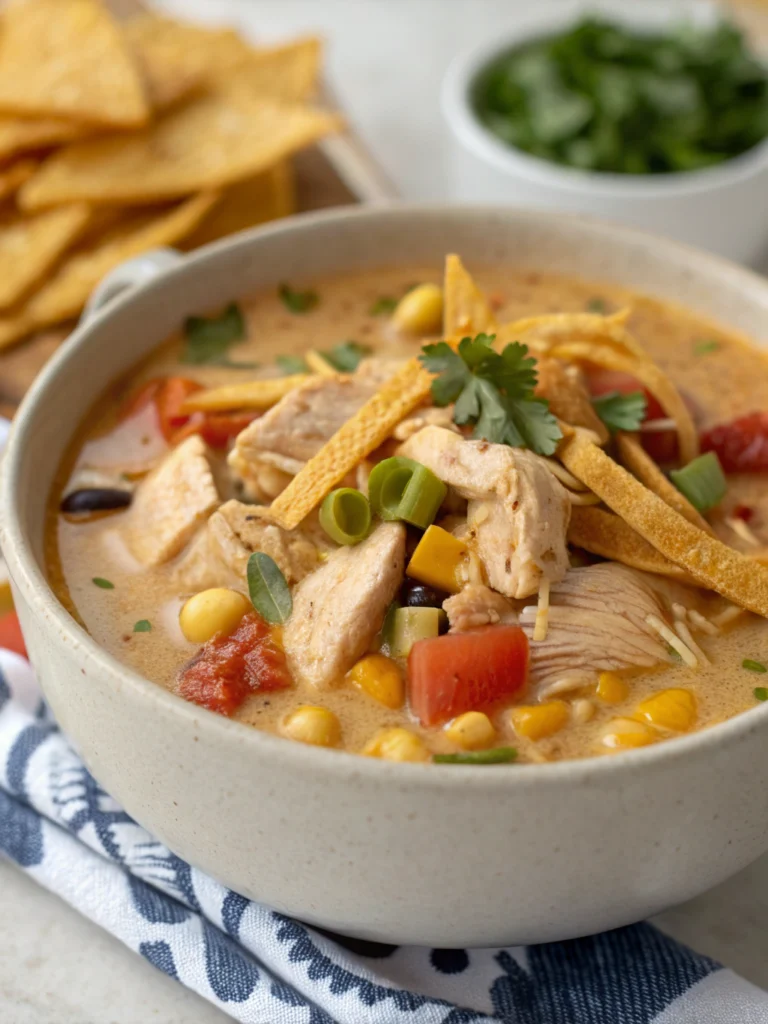 Crock Pot Creamy Chicken Tortilla Soup