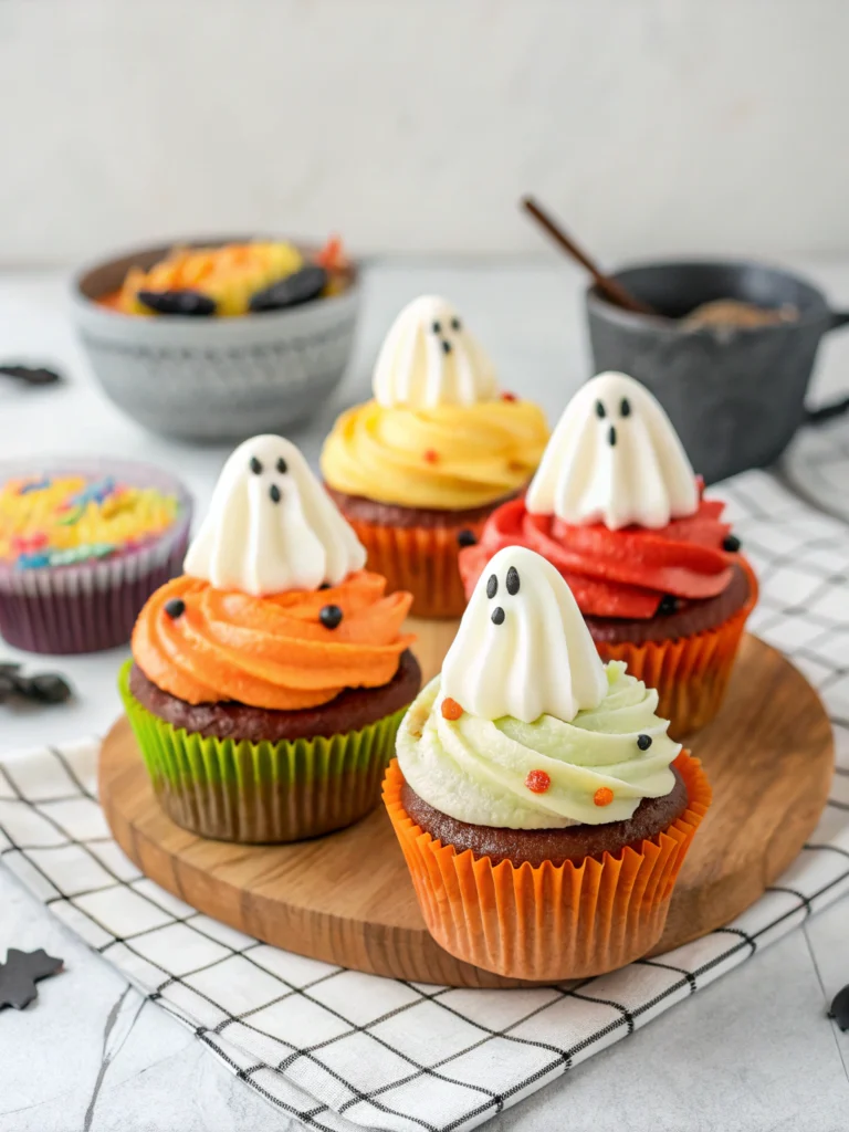 Easy Halloween Ghost Cupcakes