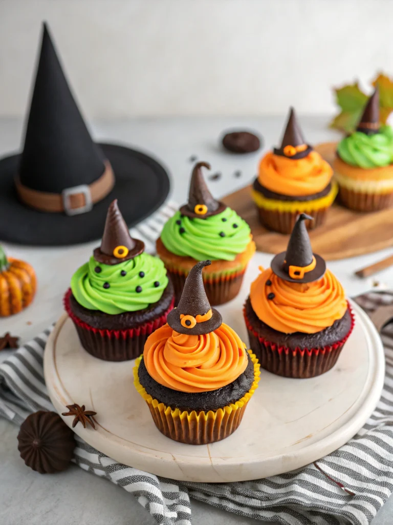 Easy Witch Hat Cupcakes for Halloween