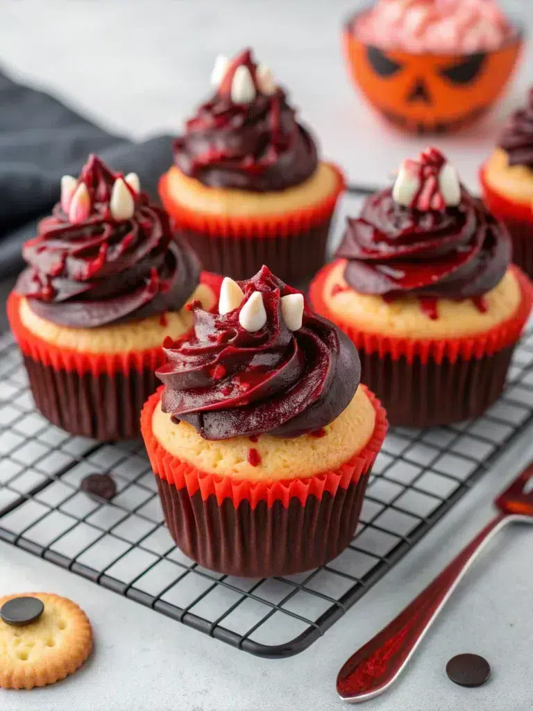 Halloween Vampire Bite Cupcakes