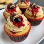 Halloween Vampire Bite Cupcakes with a Gory Surprise