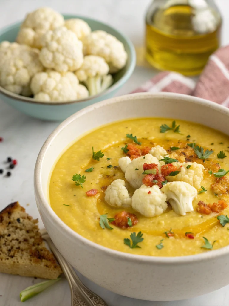 Healthy Mediterranean Cauliflower Soup