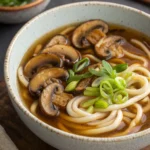 Miso Udon Noodle Soup with Teriyaki Mushrooms