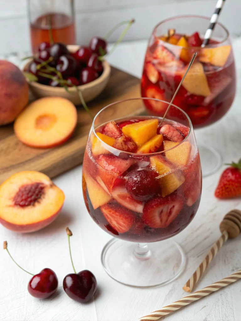 Peach Strawberry Cherry Summer Sangria