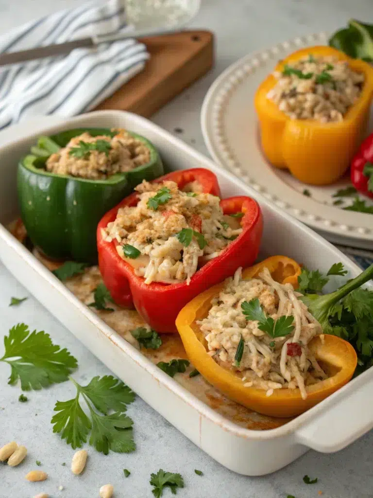 SHREDDED CHICKEN & RICE STUFFED PEPPERS