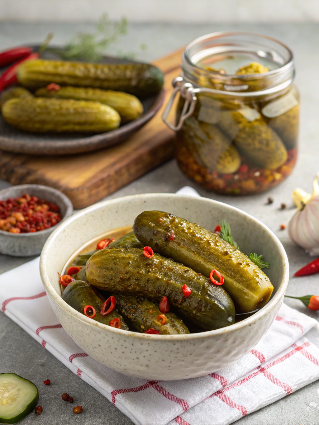 Spicy Pickled Cucumbers