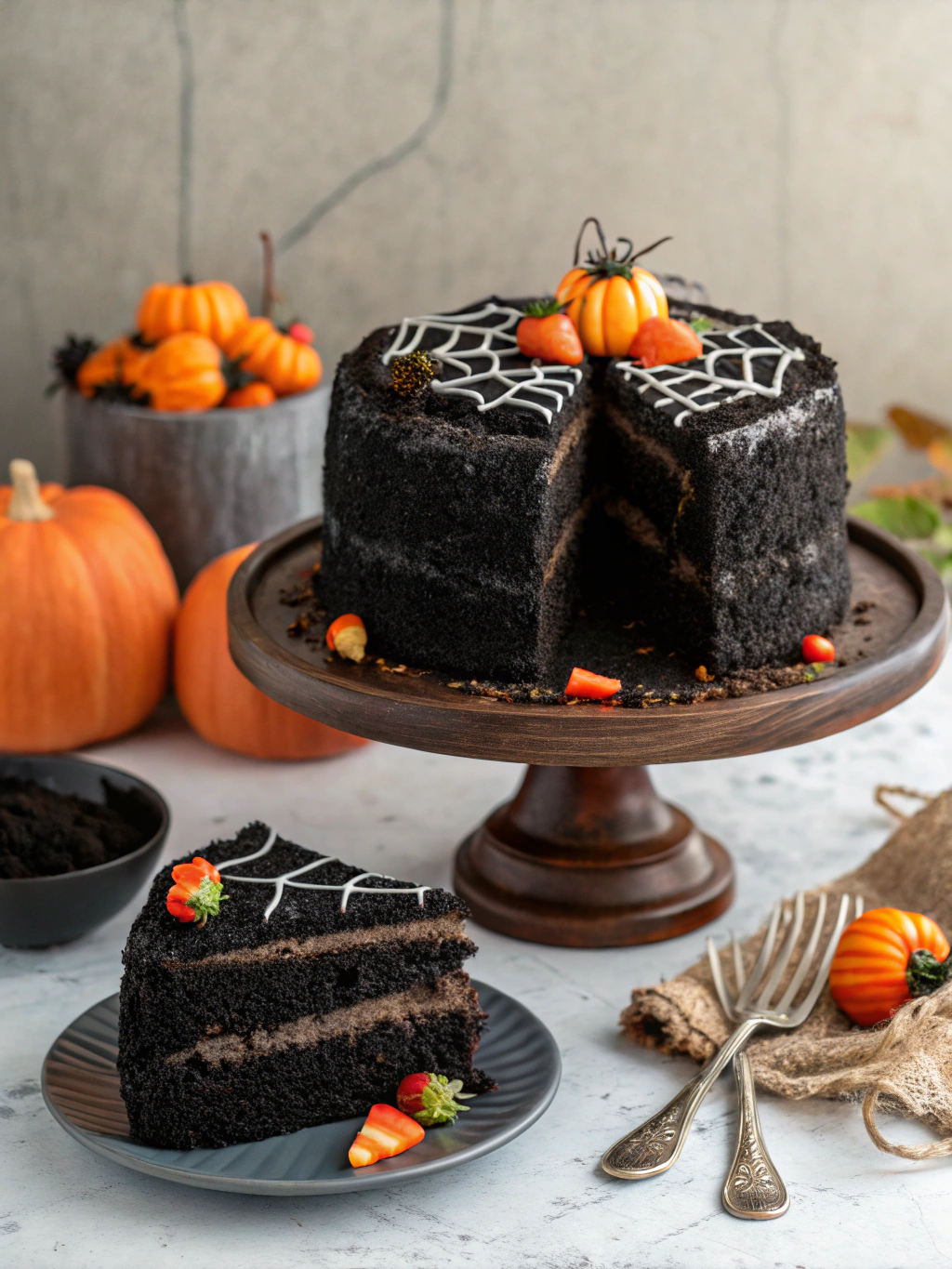 Spooky Black Velvet Halloween Cake