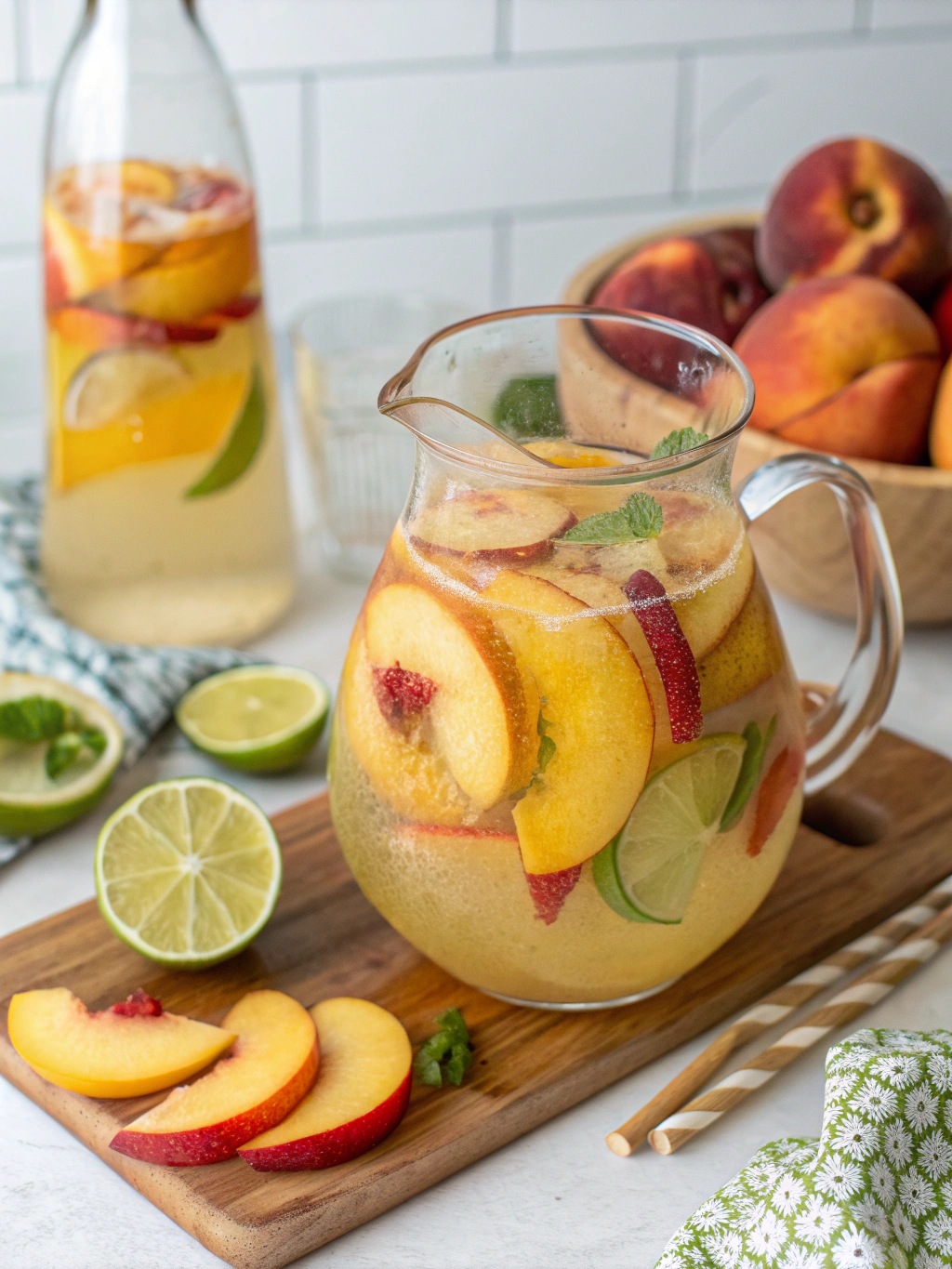 Best White Wine Sangria with Peach and Lime