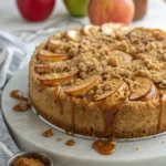 Apple Crumb Cake Topped with Cinnamon Apple Drizzle