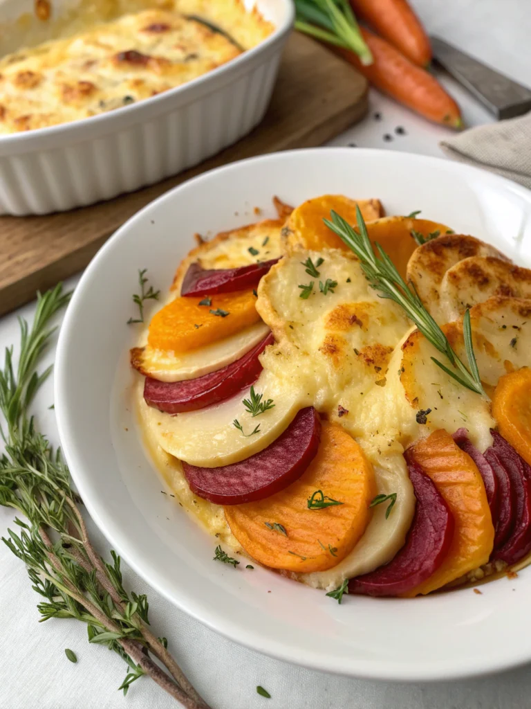 Cheesy Root Vegetable Gratin