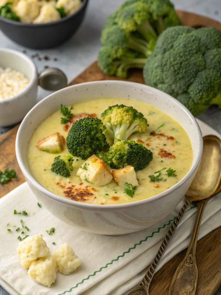 Creamy Broccoli Cauliflower Cheese Soup