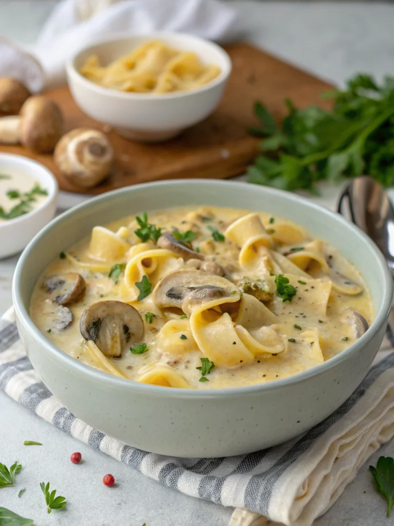 Creamy Mushroom Pasta Soup